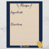 Aangepaste minimalistische blauw Culinair Recepten (Achterkant)