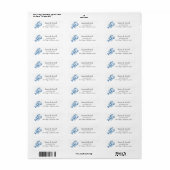Aangepaste minimalistische blauwe kreeft lijn kust etiket (Full Sheet)