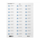 Aangepaste minimalistische blauwe zeester lijn kus etiket (Full Sheet)