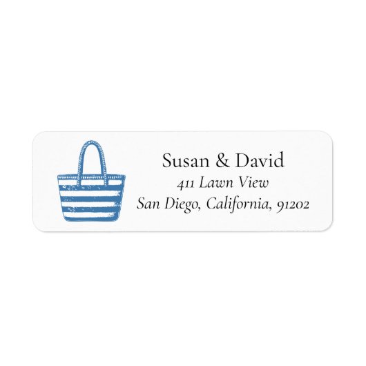 Aangepaste Minimalistische Blue Beach Bag Line Coa Etiket (Voorkant)