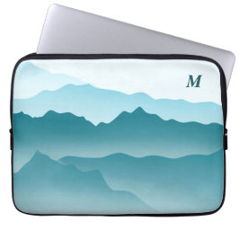Aangepaste minimalistische Blue Wavy Mountains Mon Laptop Sleeve