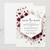 Aangepaste minimalistische Bourgondische bruiloft Save The Date (Voorkant / Achterkant)
