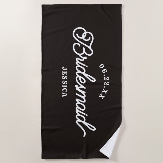 Aangepaste Minimalistische Bruidsmeisjes Strandhan Strandlaken (Voorkant)