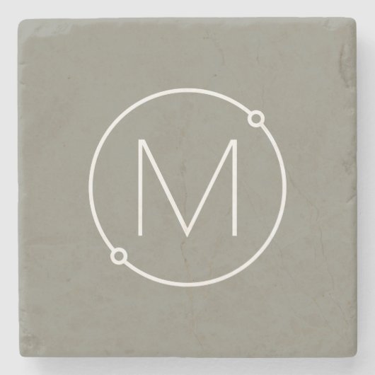 Aangepaste minimalistische cirkel modern monogram stenen onderzetter (Voorkant)