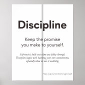 Aangepaste Minimalistische Discipline Motivatiepos Poster (Voorkant)
