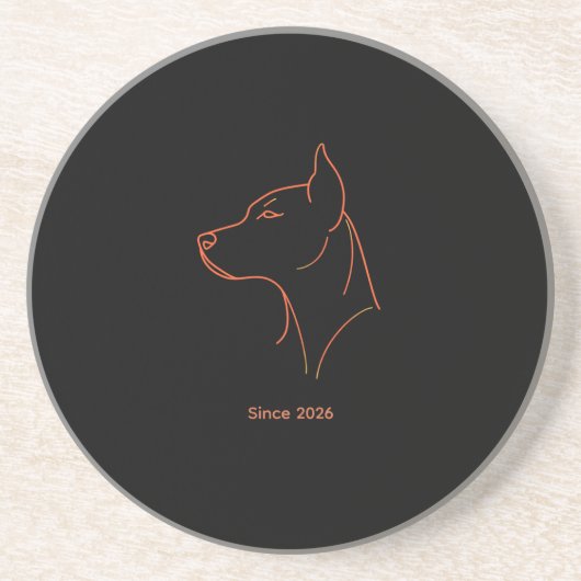 Aangepaste Minimalistische Dobermann  Zandsteen Onderzetter (Voorkant)