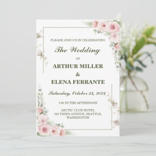 Aangepaste minimalistische elegante bruiloft uitno kaart (Staand voorkant)