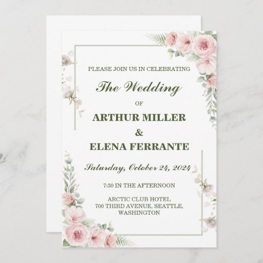 Aangepaste minimalistische elegante bruiloft uitno kaart (Voorkant / Achterkant)