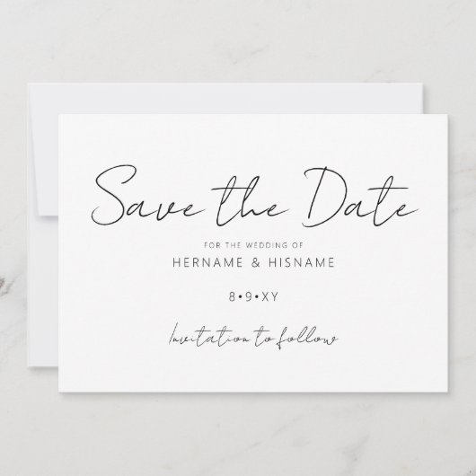 Aangepaste minimalistische elegante eenvoudige mod save the date (Voorkant)