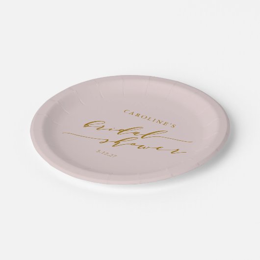 Aangepaste minimalistische elegante roze Vrijgezel Papieren Bordje (Gekanteld)