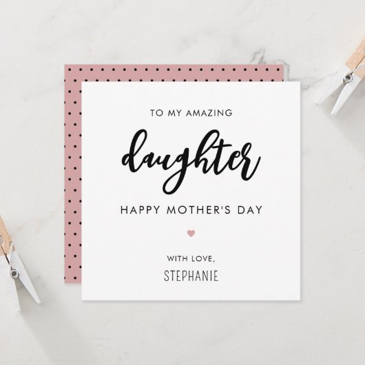 Aangepaste minimalistische en moderne dochter Moed Kaart (Voorkant / Achterkant in situ)