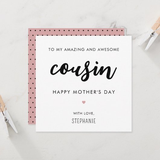 Aangepaste minimalistische en moderne neef Moederd Kaart (Voorkant / Achterkant in situ)