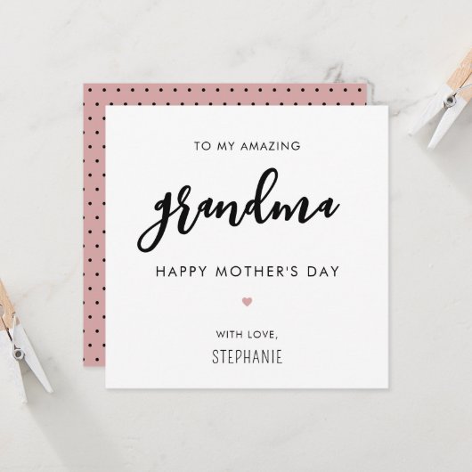 Aangepaste minimalistische en moderne oma Moederda Kaart (Voorkant / Achterkant in situ)