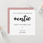 Aangepaste minimalistische en moderne tante Moeder Kaart (Voorkant / Achterkant in situ)