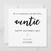 Aangepaste minimalistische en moderne tante Moeder Kaart (Voorkant)