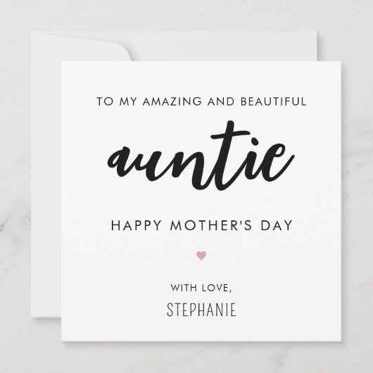 Aangepaste minimalistische en moderne tante Moeder Kaart (Voorkant)