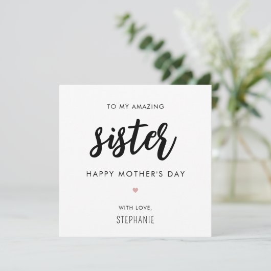 Aangepaste minimalistische en moderne zuster Moede Kaart (Staand voorkant)