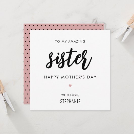 Aangepaste minimalistische en moderne zuster Moede Kaart (Voorkant / Achterkant in situ)