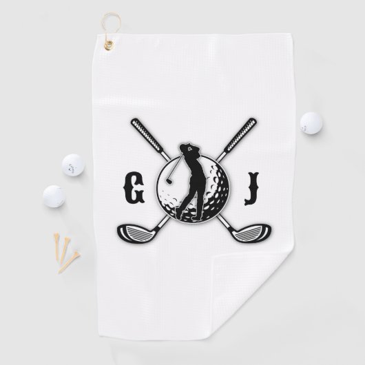 Aangepaste minimalistische golf monogram ontwerp golfhanddoek (Insitu)