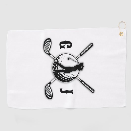 Aangepaste minimalistische golf monogram ontwerp golfhanddoek (Horizontaal)