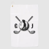 Aangepaste minimalistische golf monogram ontwerp golfhanddoek (Voorkant)