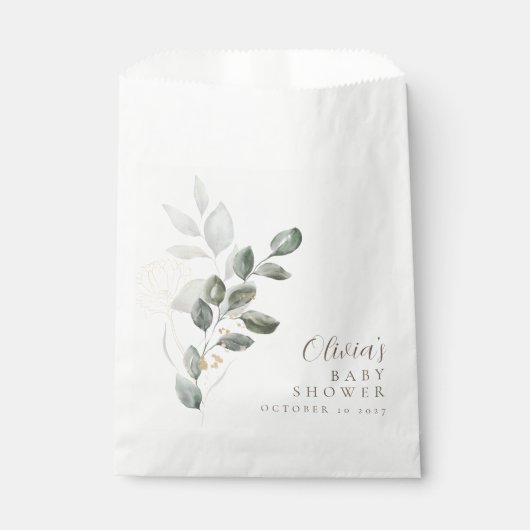 Aangepaste minimalistische gouden groen Baby showe Bedankzakje (Voorkant)