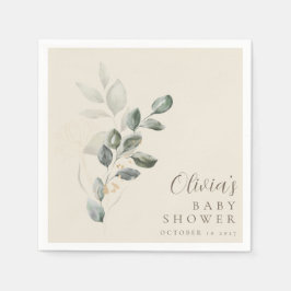 Aangepaste minimalistische gouden groen Baby showe Servet