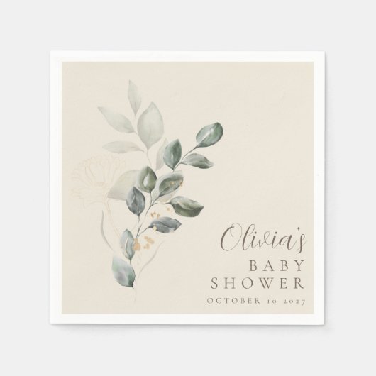 Aangepaste minimalistische gouden groen Baby showe Servet (Voorkant)
