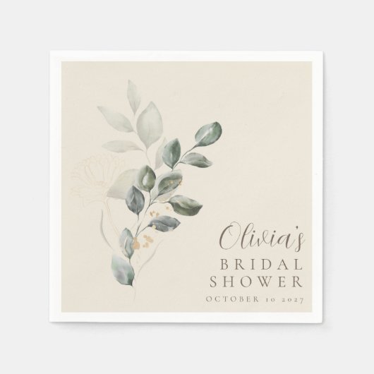 Aangepaste minimalistische gouden groen Vrijgezell Servet (Voorkant)