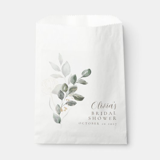 Aangepaste minimalistische gouden groene bruidsdou bedankzakje (Voorkant)