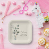 Aangepaste Minimalistische Gouden Groene Bruidsdou Papieren Bordje (Feest)