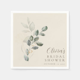 Aangepaste minimalistische gouden groene bruidsdou servet