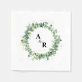 Aangepaste minimalistische groen monogram bruiloft servet (Voorkant)