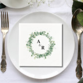 Aangepaste minimalistische groen monogram bruiloft servet