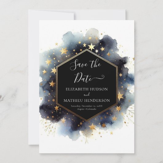 Aangepaste minimalistische hemelse bruiloft save the date (Voorkant)