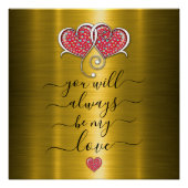 Aangepaste minimalistische interlocked harten ontw perfect poster (Voorkant)