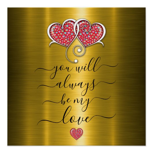 Aangepaste minimalistische interlocked harten ontw perfect poster (Voorkant)