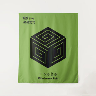 Aangepaste  minimalistische Japanse familie Crest Wandkleed