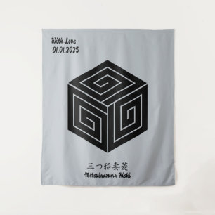 Aangepaste minimalistische Japanse familie Crest Wandkleed