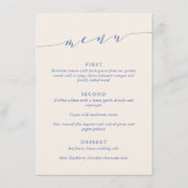 Aangepaste Minimalistische Klassieke Blauwe Trouwd Menu (Voorkant)