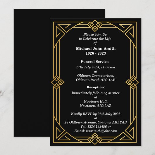 Aangepaste minimalistische  Lijst Uitvaart Kaart (Voorkant / Achterkant)