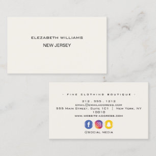 Aangepaste Minimalistische Luxe Boutique Ivoor Visitekaartje