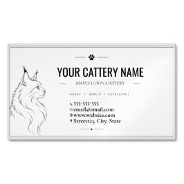 Aangepaste Minimalistische Maine Coon Fokkerij  Magnetisch Visitekaartje