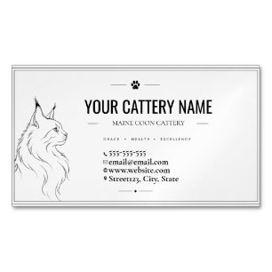 Aangepaste Minimalistische Maine Coon Fokkerij Magnetisch Visitekaartje