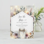 Aangepaste minimalistische Mason Jar bruiloft Save The Date (Staand voorkant)