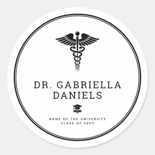 Aangepaste minimalistische medische school dokter  ronde sticker (Voorkant)