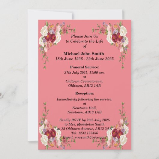 Aangepaste minimalistische Memorial Invitation Kaa Kaart (Voorkant)