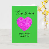 Aangepaste minimalistische moderne dank u roze har kaart (Gele Bloem)