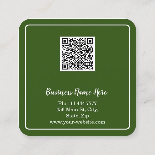 Aangepaste minimalistische moderne QR-code Logo Vierkante Visitekaartje (Achterkant)
