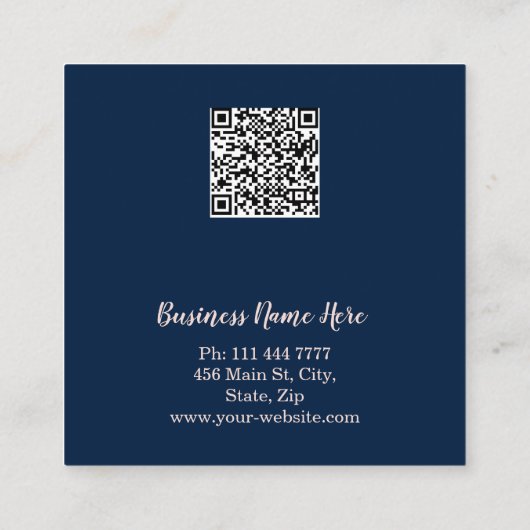 Aangepaste minimalistische moderne QR-code Logo Vierkante Visitekaartje (Achterkant)